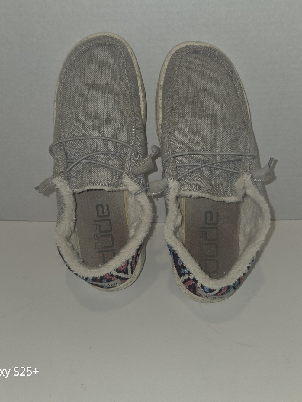 Hey Dude Wendy Shoes Womens Size 9 Funk Wool Grey Faux Fur Lined Slip On Casual - Picture 6 of 7